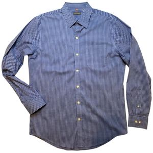 Van Heusen Button up Plaid Blue White Men's Dress Shirt